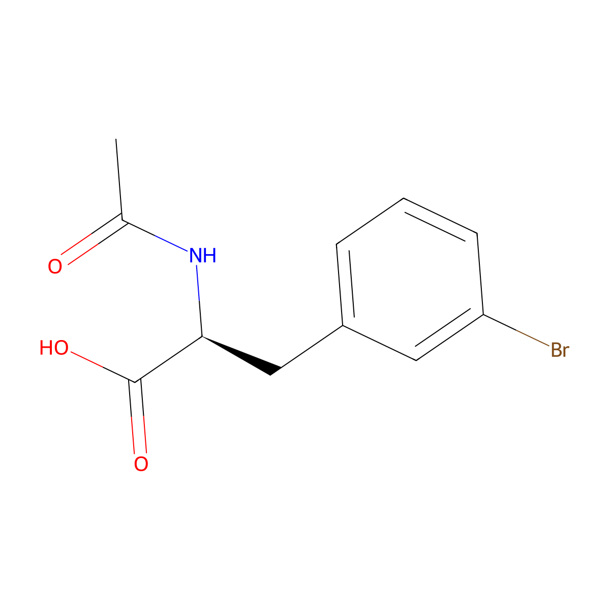 (2S)-3-(3-bromophenyl)-2-acetamidopropanoic acid molecular structure, CAS 186803-04-3