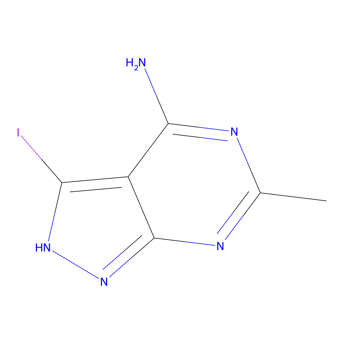 3-Iodo-6-methyl-1H-pyrazolo[3,4-d]pyrimidin-4-amine molecular structure, CAS 1868046-66-5