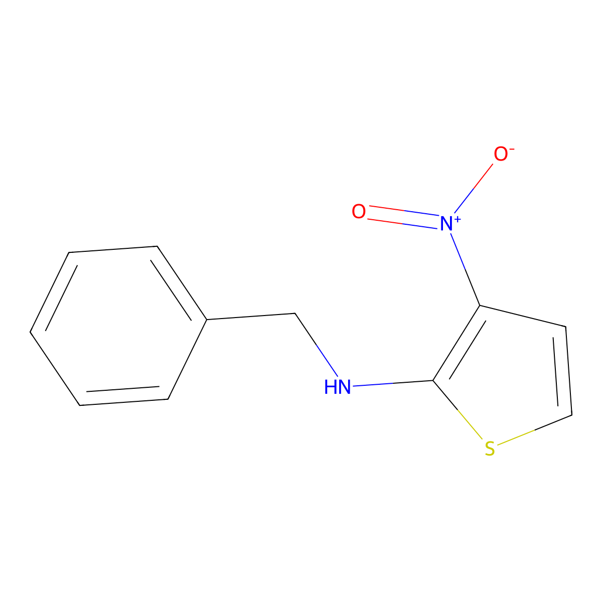 N-benzyl-3-nitrothiophen-2-amine molecular structure, CAS 186808-45-7