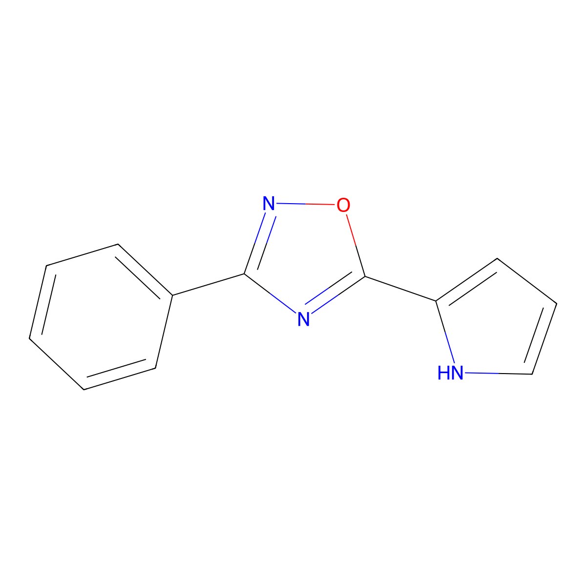3-phenyl-5-(1H-pyrrol-2-yl)-1,2,4-oxadiazole molecular structure, CAS 186809-64-3