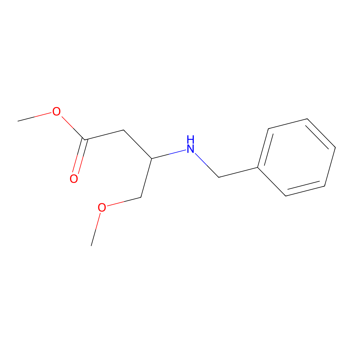 Methyl 3-(benzylamino)-4-methoxybutanoate molecular structure, CAS 1868104-33-9