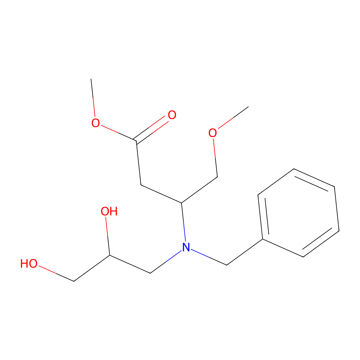 Methyl 3-(benzyl((S)-2,3-dihydroxypropyl)amino)-4-methoxybutanoate molecular structure, CAS 1868104-34-0