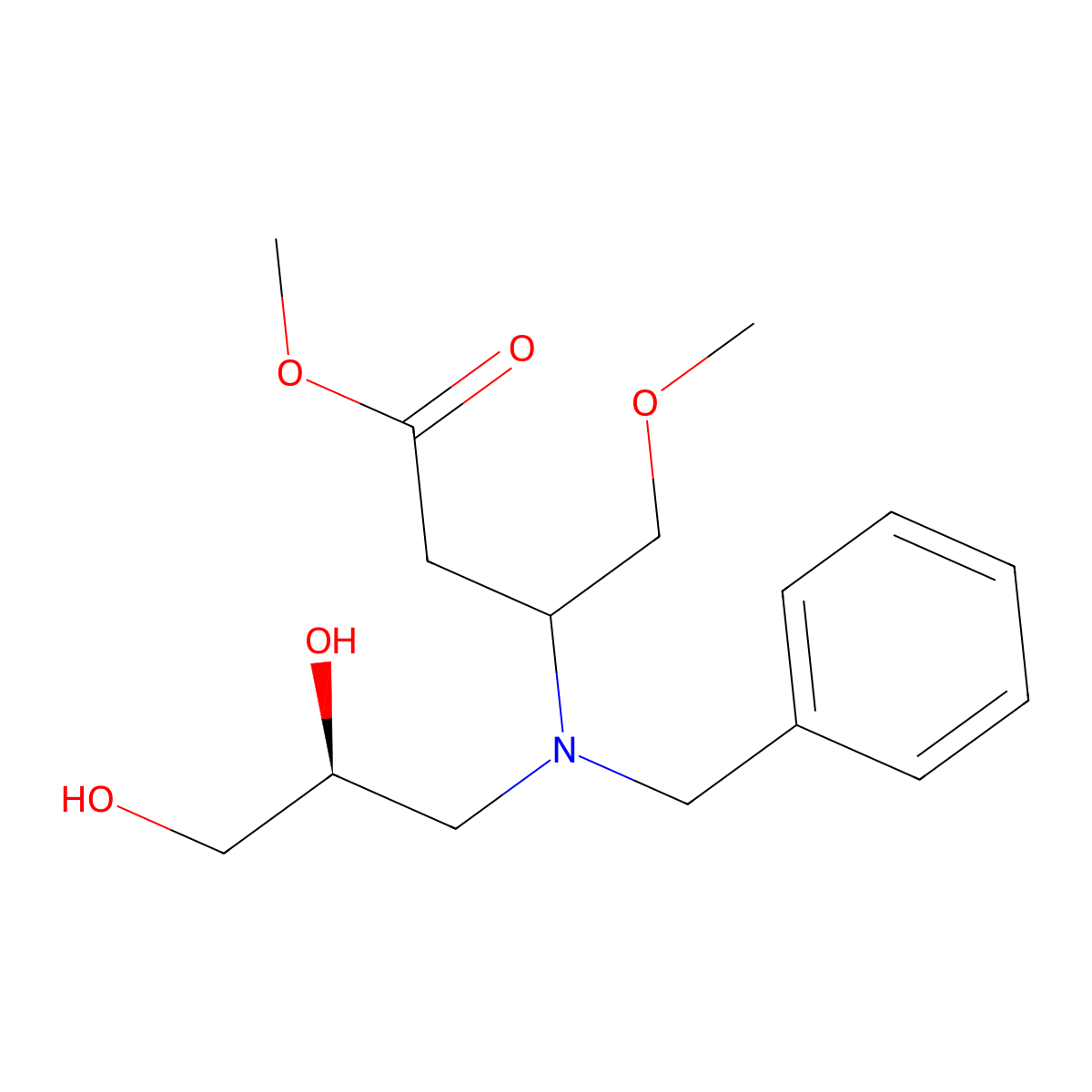 Methyl 3-(benzyl((S)-2,3-dihydroxypropyl)amino)-4-methoxybutanoate molecular structure, CAS 1868104-34-0