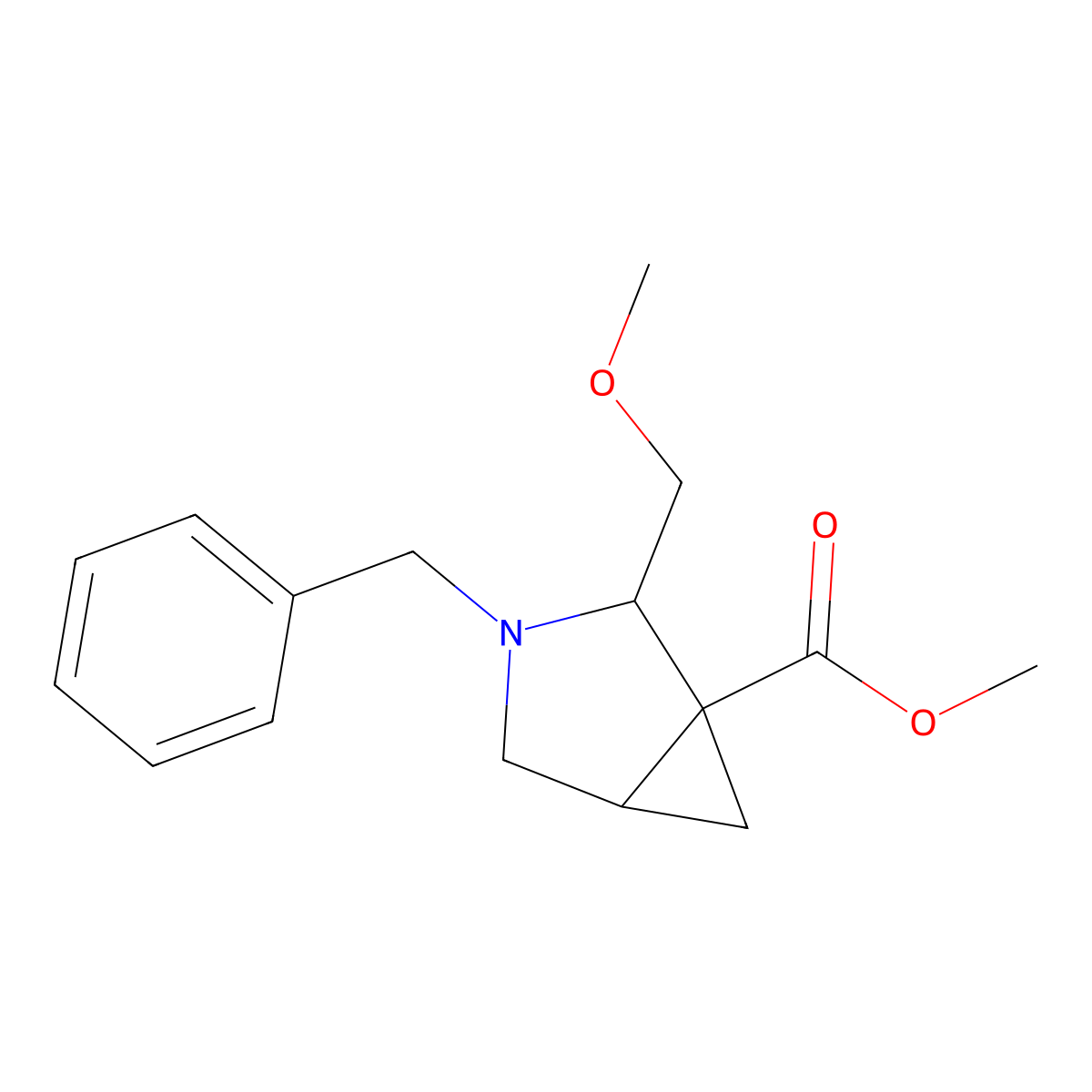 Methyl (1R,2R,5R)-3-benzyl-2-(methoxymethyl)-3-azabicyclo[3.1.0]hexane-1-carboxylate molecular structure, CAS 1868104-37-3