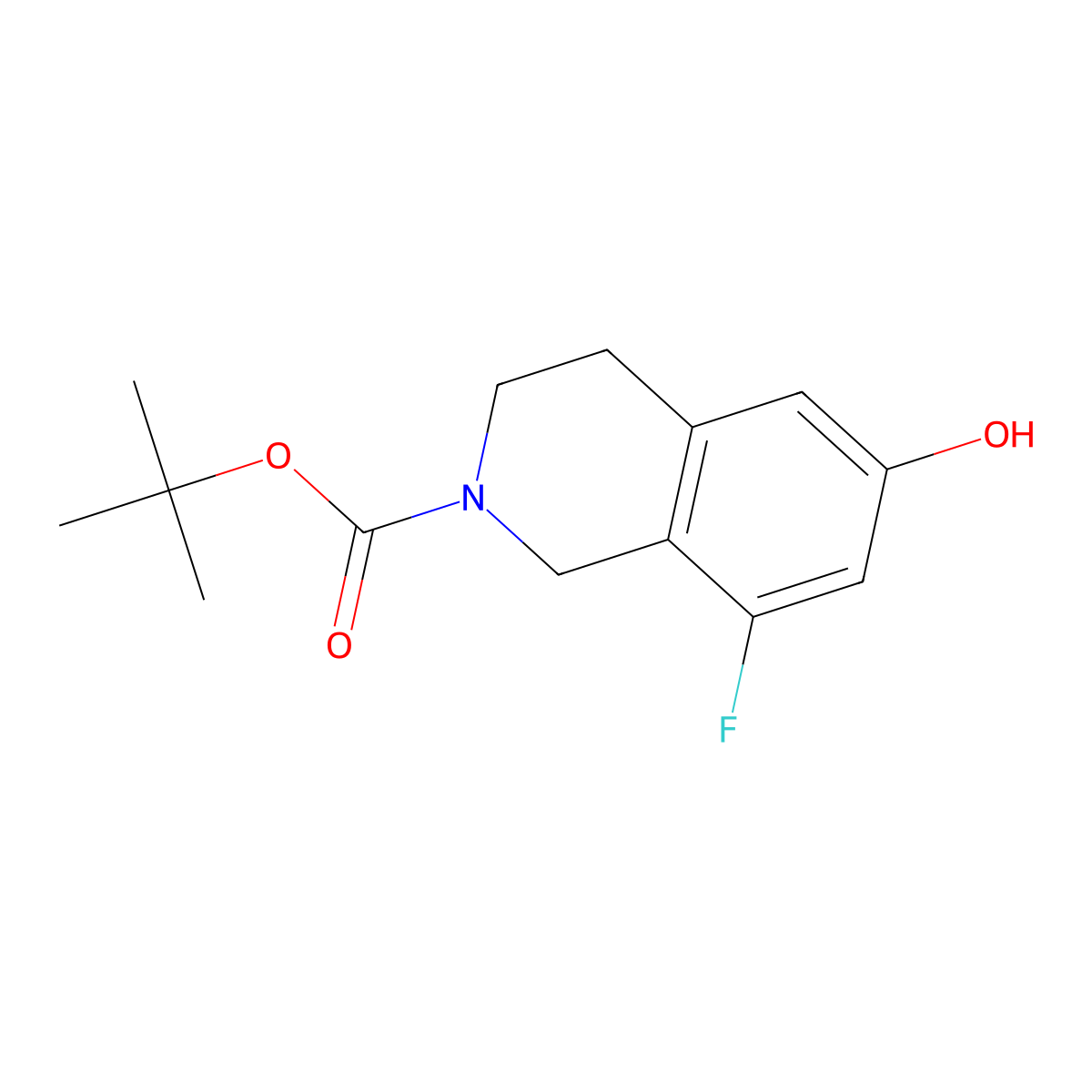 Tert-butyl 8-fluoro-6-hydroxy-1,2,3,4-tetrahydroisoquinoline-2-carboxylate molecular structure, CAS 1868105-63-8