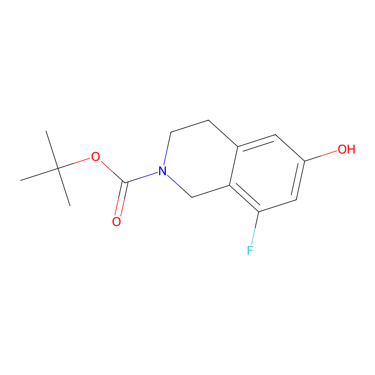 Tert-butyl 8-fluoro-6-hydroxy-1,2,3,4-tetrahydroisoquinoline-2-carboxylate molecular structure, CAS 1868105-63-8