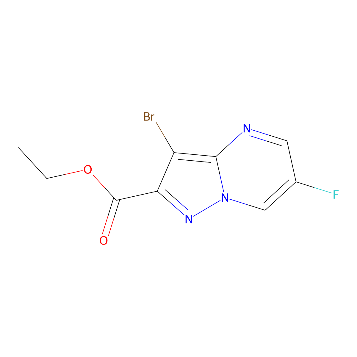Ethyl 3-bromo-6-fluoropyrazolo[1,5-a]pyrimidine-2-carboxylate molecular structure, CAS 1868129-06-9