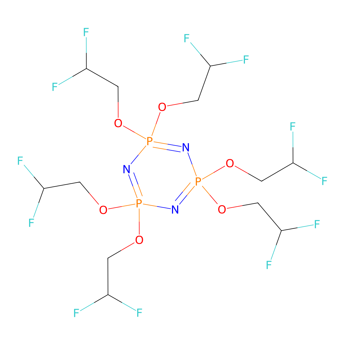 Hexakis(1H,1H,2H-perfluoroethoxy)phosphazene molecular structure, CAS 186817-57-2