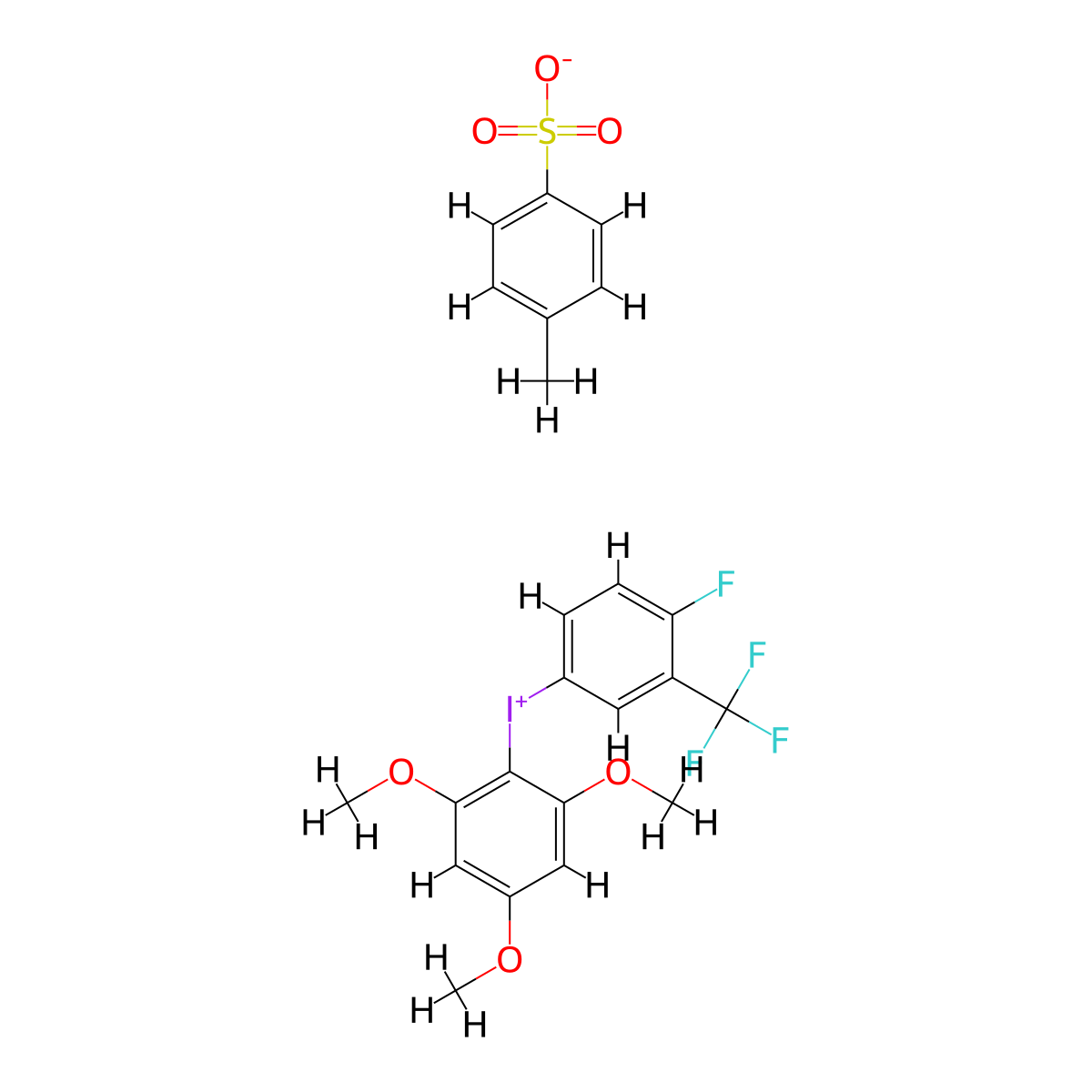 [4-Fluoro-3-(trifluoromethyl)phenyl](2,4,6-trimethoxyphenyl)iodonium p-Toluenesulfonate molecular structure, CAS 1868173-29-8