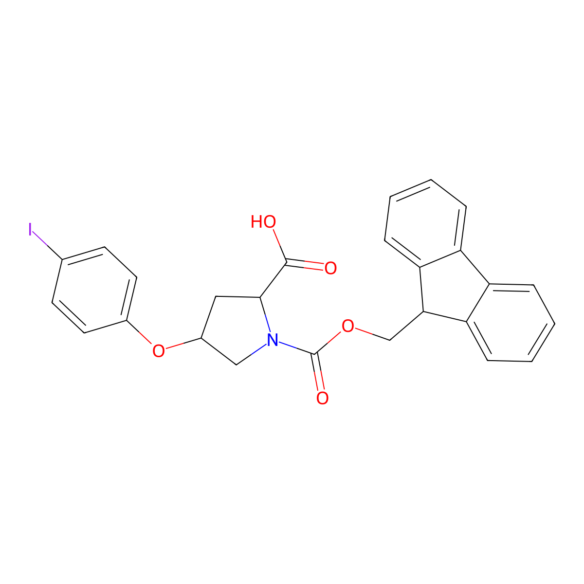 (4S)-1-Fmoc-4-(4-iodophenoxy)-L-proline molecular structure, CAS 1868182-61-9