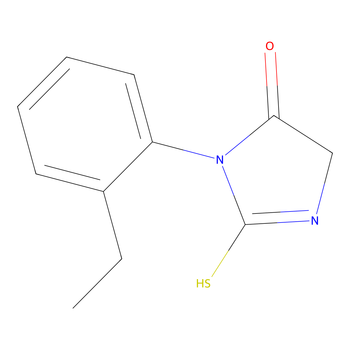 1-(2-Ethylphenyl)-2-mercapto-1H-imidazol-5(4H)-one molecular structure, CAS 186822-57-1