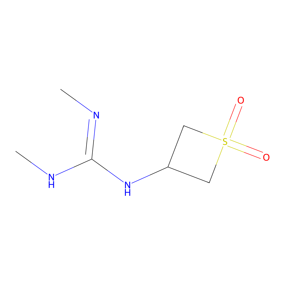 1-(1,1-Dioxidothietan-3-yl)-2,3-dimethylguanidine molecular structure, CAS 1868635-08-8