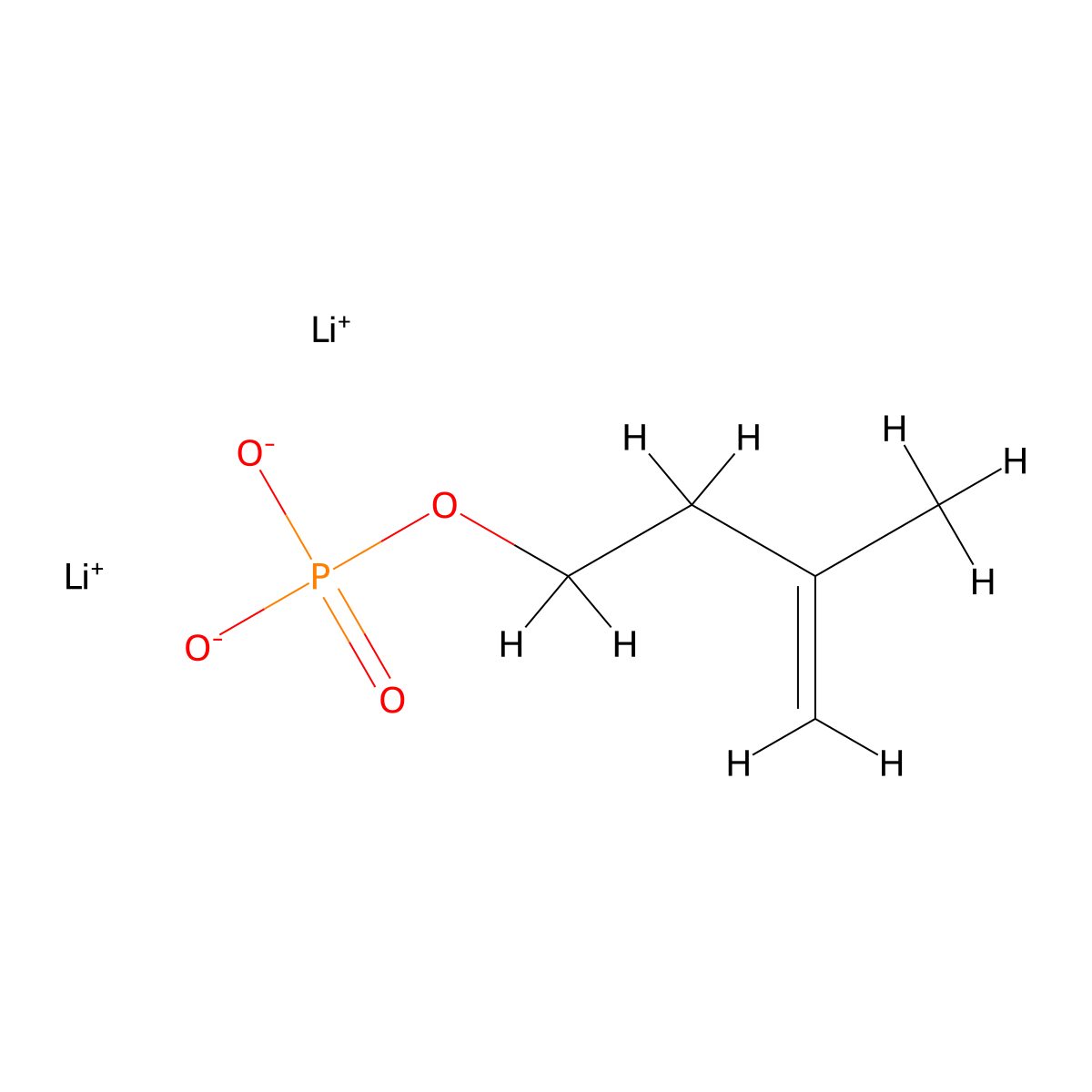 Lithium 3-methylbut-3-en-1-yl phosphate molecular structure, CAS 18687-42-8