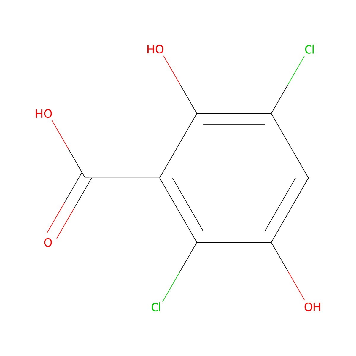 2,5-Dichloro-3,6-dihydroxybenzoic acid molecular structure, CAS 18688-01-2