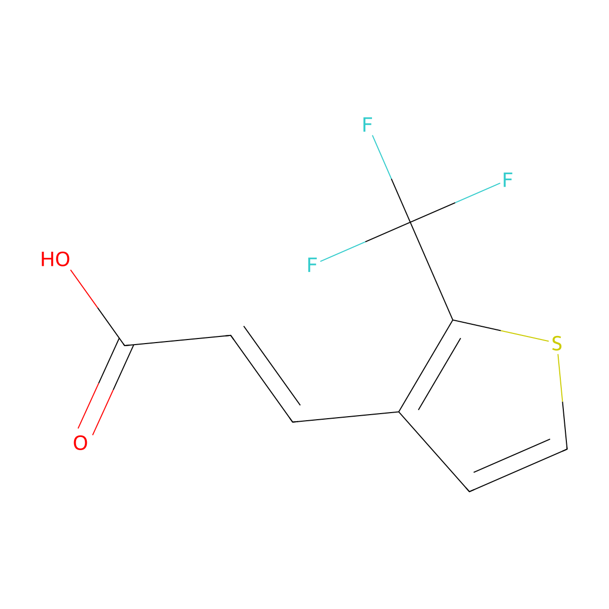 (2E)-3-[2-(trifluoromethyl)thiophen-3-yl]prop-2-enoic acid molecular structure, CAS 1868833-66-2