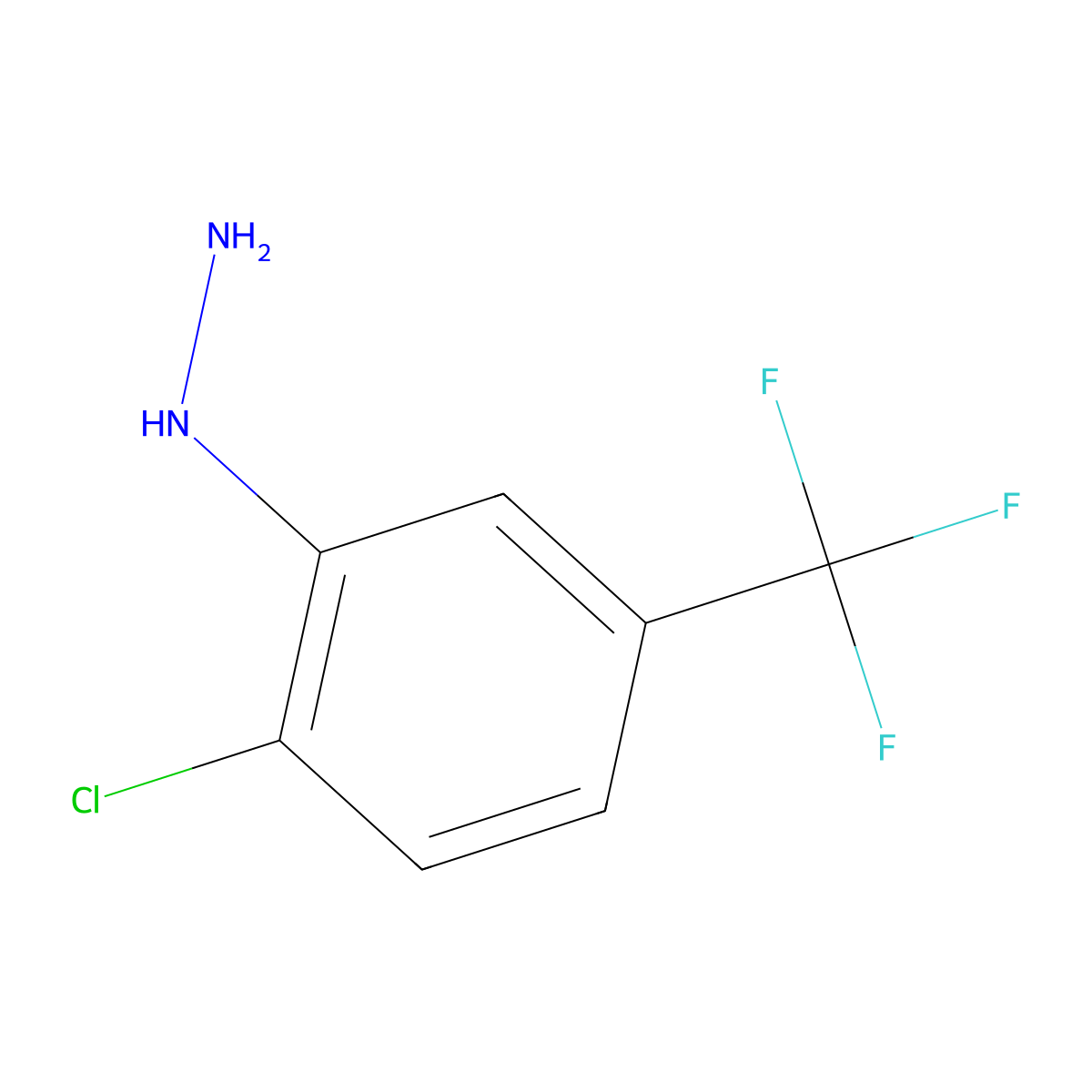 2-Chloro-5-(trifluoromethyl)phenylhydrazine molecular structure, CAS 1869-22-3