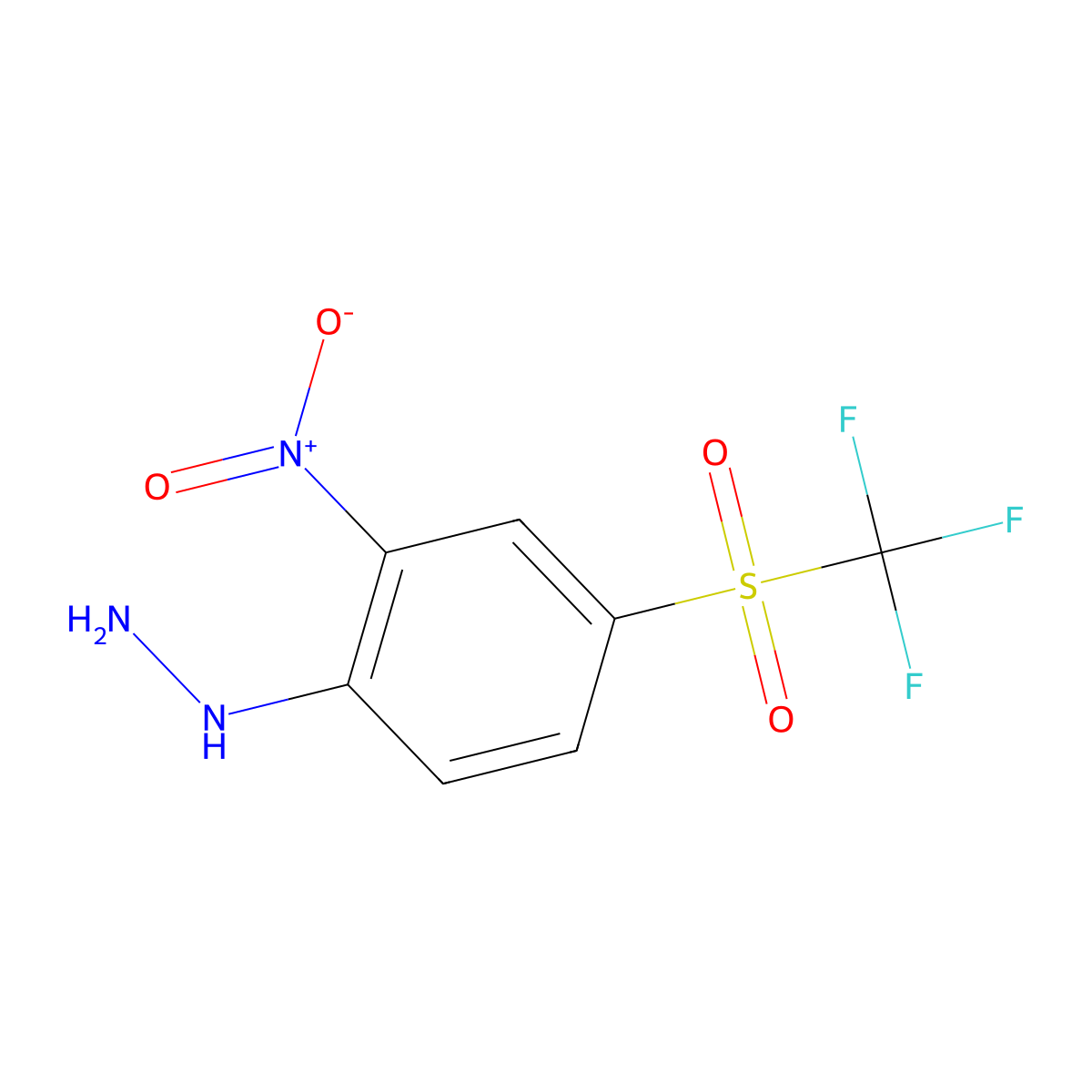 (2-Nitro-4-((trifluoromethyl)sulfonyl)phenyl)hydrazine molecular structure, CAS 1869-28-9