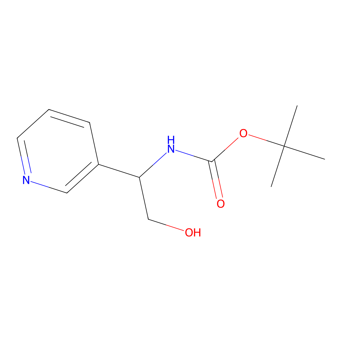 tert-Butyl (R)-(2-hydroxy-1-(pyridin-3-yl)ethyl)carbamate molecular structure, CAS 1869023-58-4