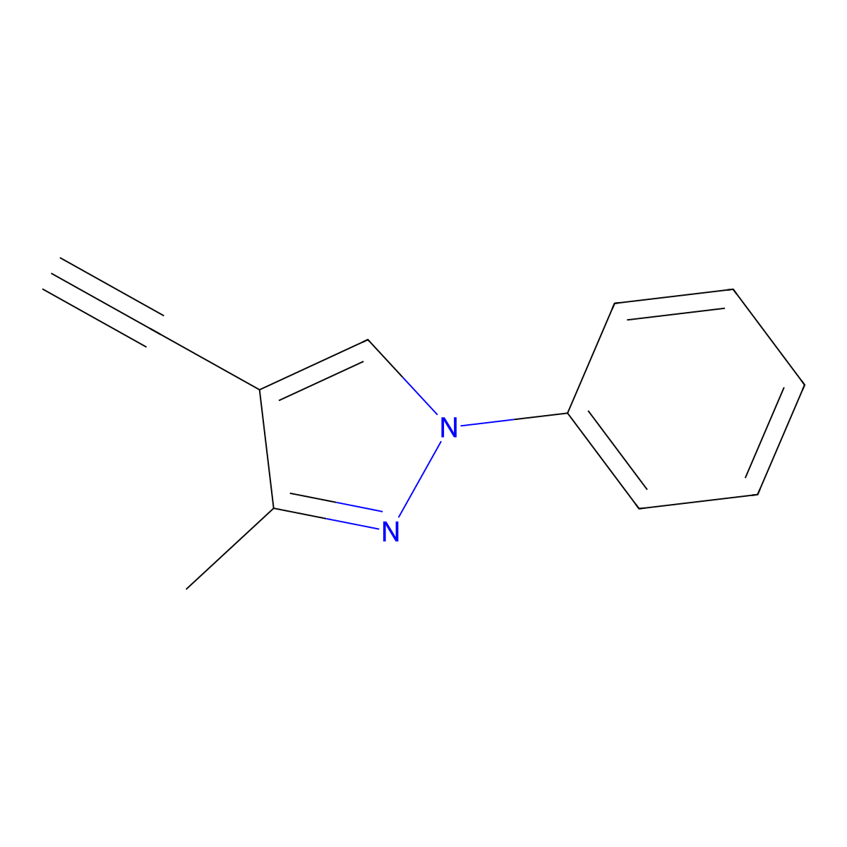 4-ethynyl-3-methyl-1-phenyl-1H-pyrazole molecular structure, CAS 1869045-97-5