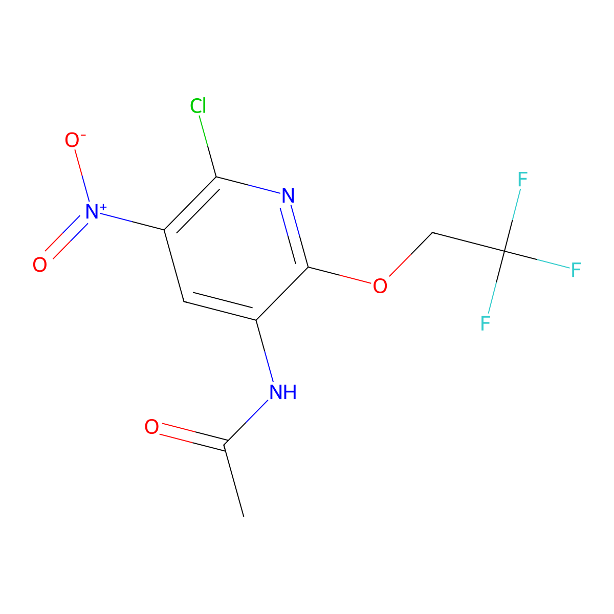 N-[6-chloro-5-nitro-2-(2,2,2-trifluoroethoxy)-3-pyridyl]acetamide molecular structure, CAS 1869058-26-3