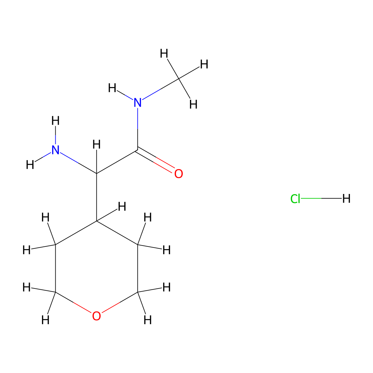 2-amino-N-methyl-2-(oxan-4-yl)acetamide hydrochloride molecular structure, CAS 1869071-03-3