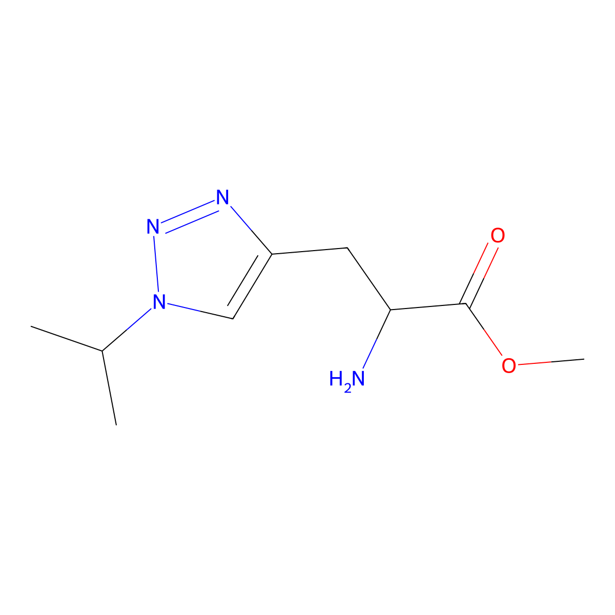 methyl 2-amino-3-[1-(propan-2-yl)-1H-1,2,3-triazol-4-yl]propanoate molecular structure, CAS 1869077-24-6