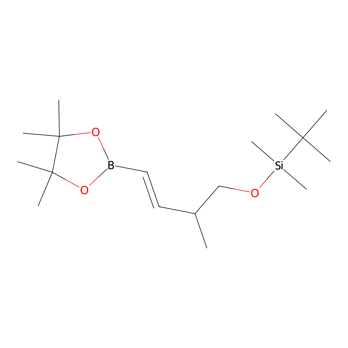 tert-butyldimethyl{[(3E)-2-methyl-4-(4,4,5,5-tetramethyl-1,3,2-dioxaborolan-2-yl)but-3-en-1-yl]oxy}silane molecular structure, CAS 1869098-80-5