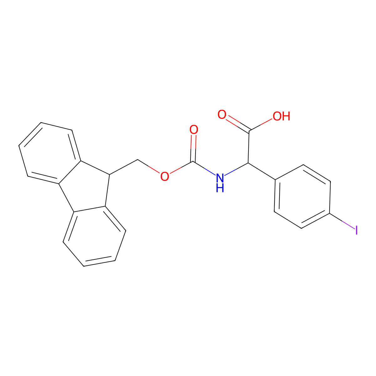 2-({[(9H-fluoren-9-yl)methoxy]carbonyl}amino)-2-(4-iodophenyl)acetic acid molecular structure, CAS 1869103-50-3