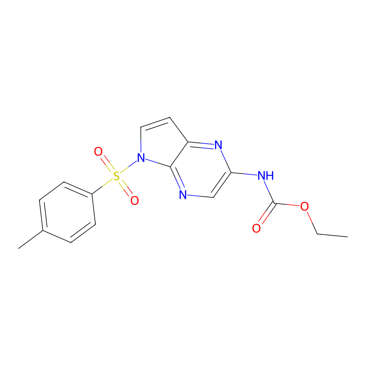 Carbamic acid, N-(5-((4-methylphenyl)sulfonyl)-5H-pyrrolo(2,3-b)pyrazin-2-yl)-, ethyl ester molecular structure, CAS 1869118-24-0