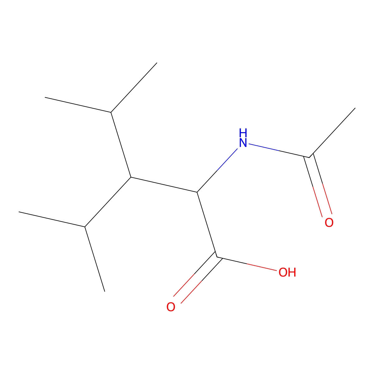 2-Acetamido-4-methyl-3-(propan-2-yl)pentanoic acid molecular structure, CAS 1869168-17-1