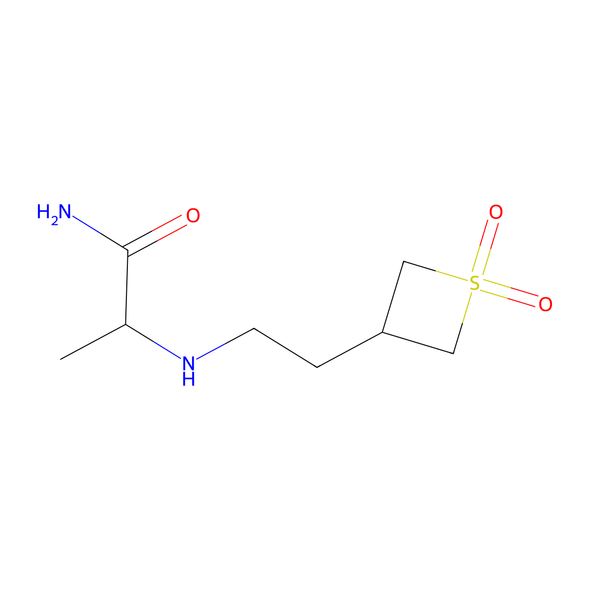 2-((2-(1,1-Dioxidothietan-3-yl)ethyl)amino)propanamide molecular structure, CAS 1869182-17-1