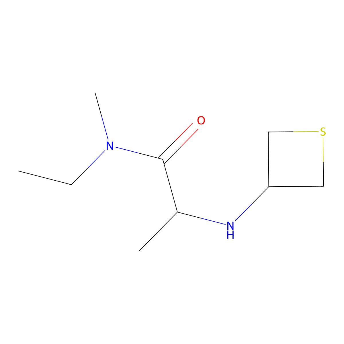 N-Ethyl-N-methyl-2-(thietan-3-ylamino)propanamide molecular structure, CAS 1869189-01-4