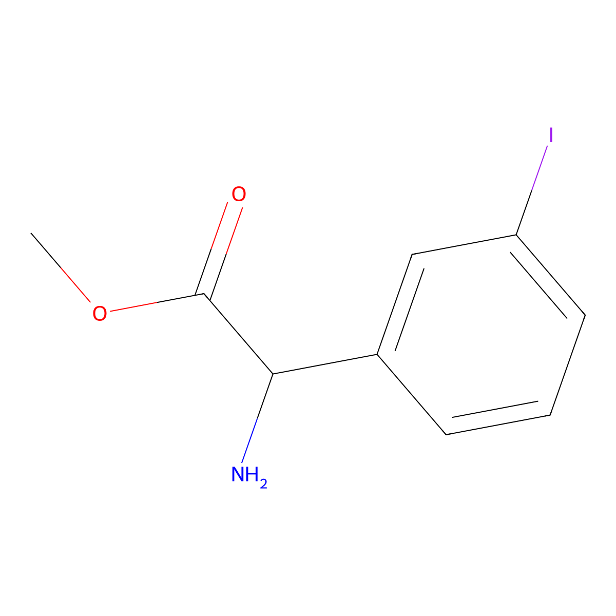 Methyl 2-amino-2-(3-iodophenyl)acetate molecular structure, CAS 1869192-68-6