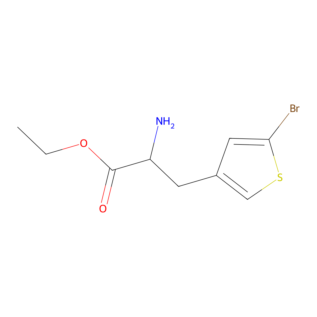 Ethyl 2-amino-3-(5-bromothiophen-3-yl)propanoate molecular structure, CAS 1869200-36-1