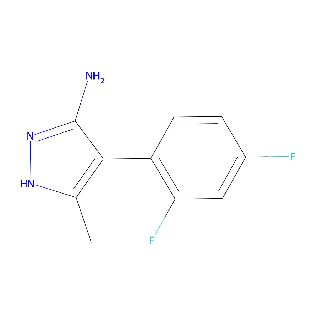 4-(2,4-difluorophenyl)-3-methyl-1H-pyrazol-5-amine molecular structure, CAS 1869213-27-3
