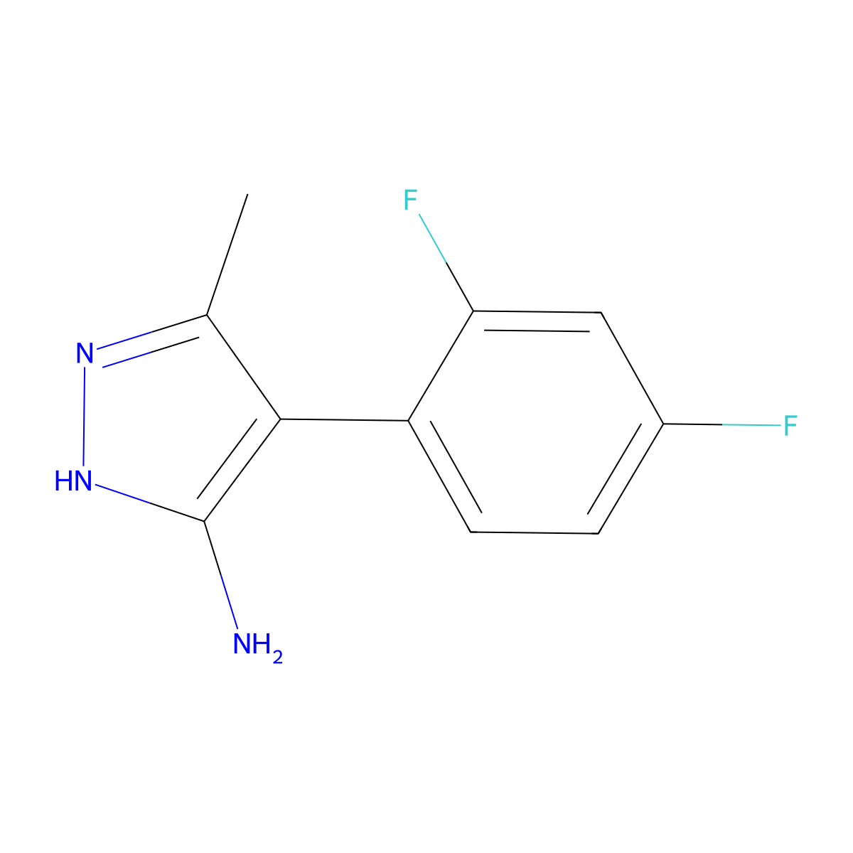 4-(2,4-difluorophenyl)-3-methyl-1H-pyrazol-5-amine molecular structure, CAS 1869213-27-3