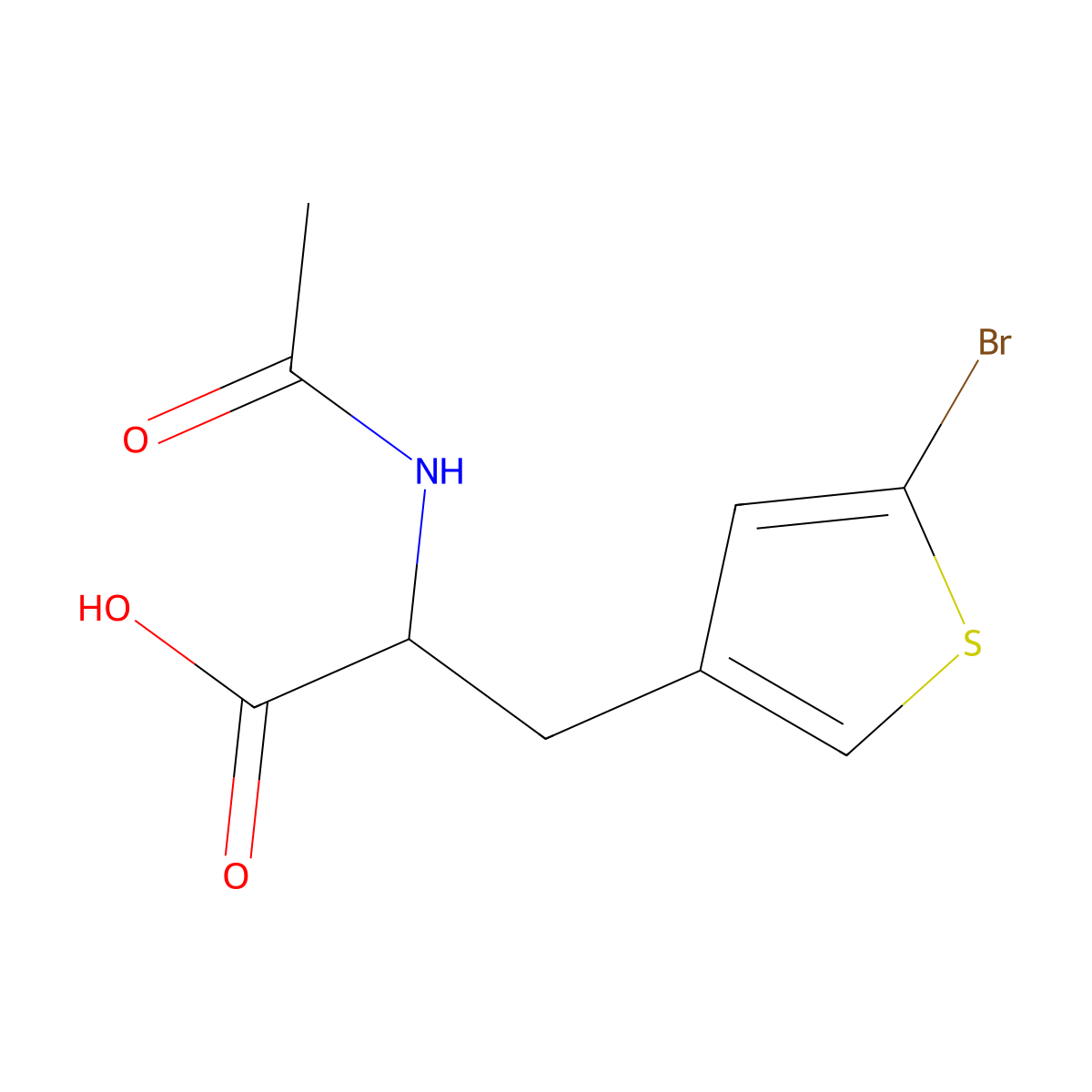 3-(5-Bromothiophen-3-yl)-2-acetamidopropanoic acid molecular structure, CAS 1869219-76-0