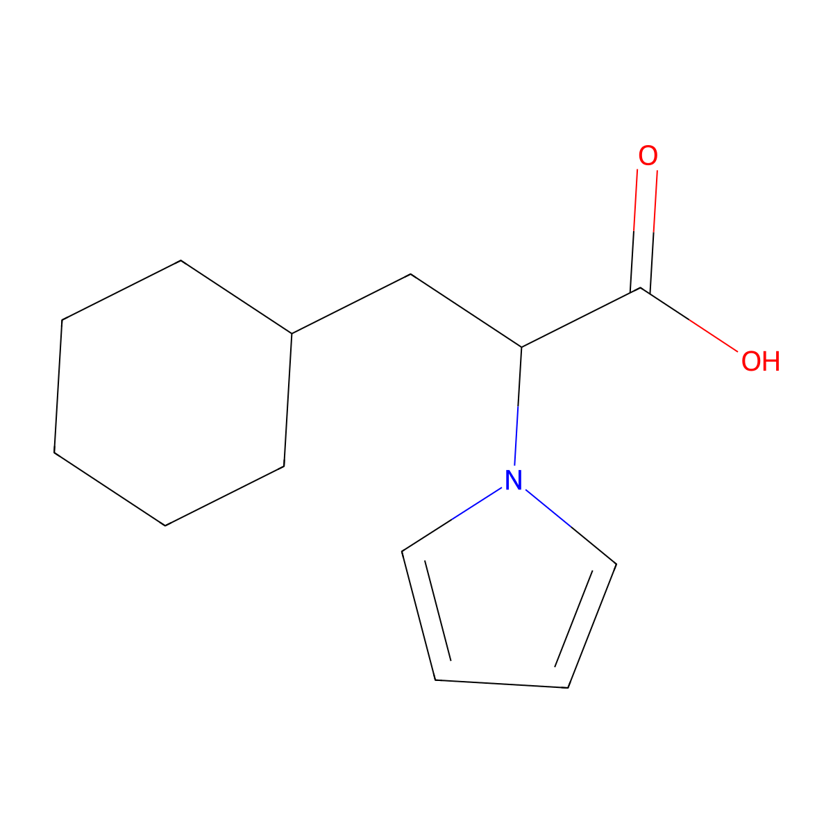 3-cyclohexyl-2-(1H-pyrrol-1-yl)propanoic acid molecular structure, CAS 1869221-03-3
