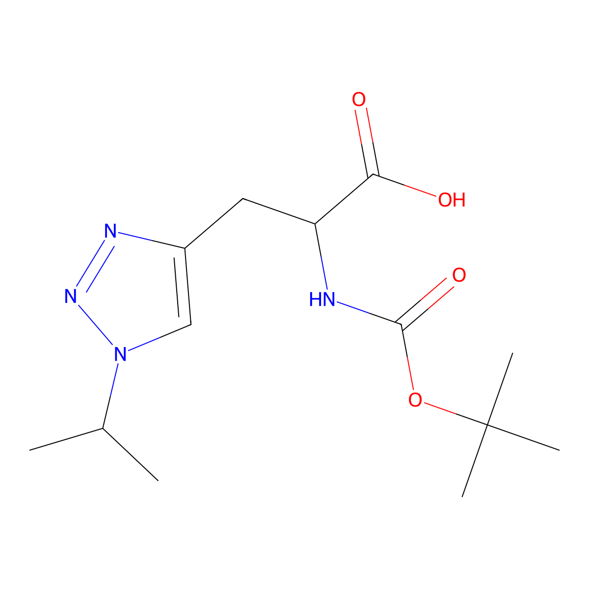 2-{[(tert-butoxy)carbonyl]amino}-3-[1-(propan-2-yl)-1H-1,2,3-triazol-4-yl]propanoic acid molecular structure, CAS 1869239-70-2
