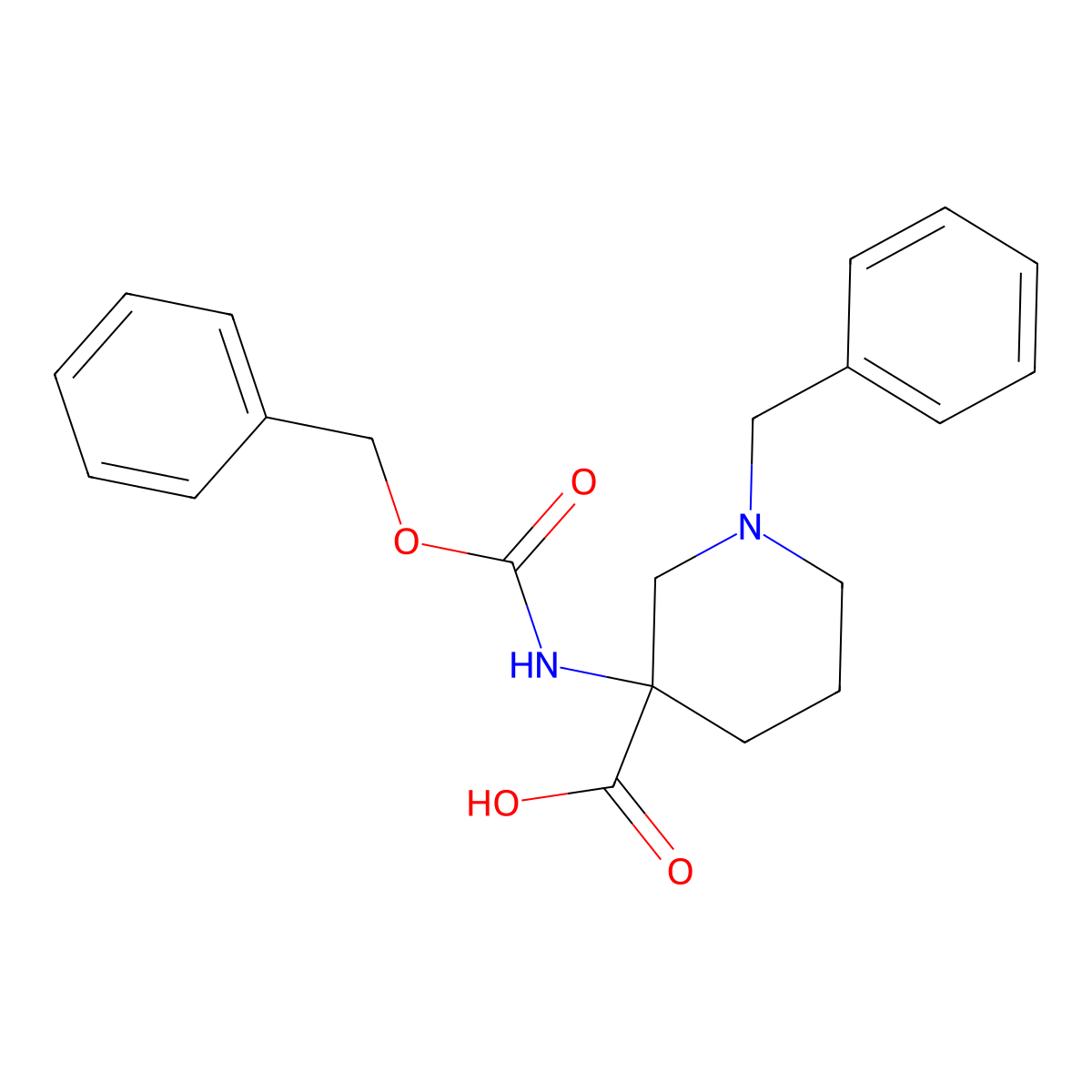 1-Benzyl-3-{[(benzyloxy)carbonyl]amino}piperidine-3-carboxylic acid molecular structure, CAS 1869250-81-6