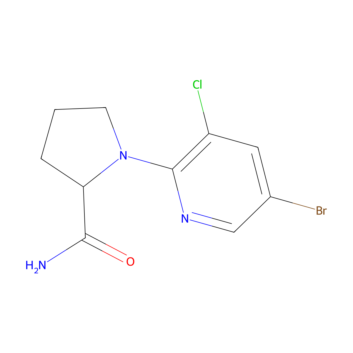 1-(5-Bromo-3-chloropyridin-2-yl)pyrrolidine-2-carboxamide molecular structure, CAS 1869252-42-5