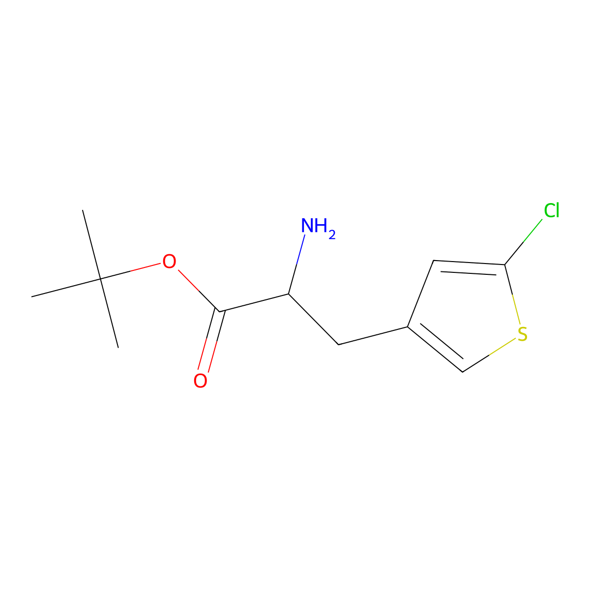 Tert-butyl 2-amino-3-(5-chlorothiophen-3-yl)propanoate molecular structure, CAS 1869272-03-6
