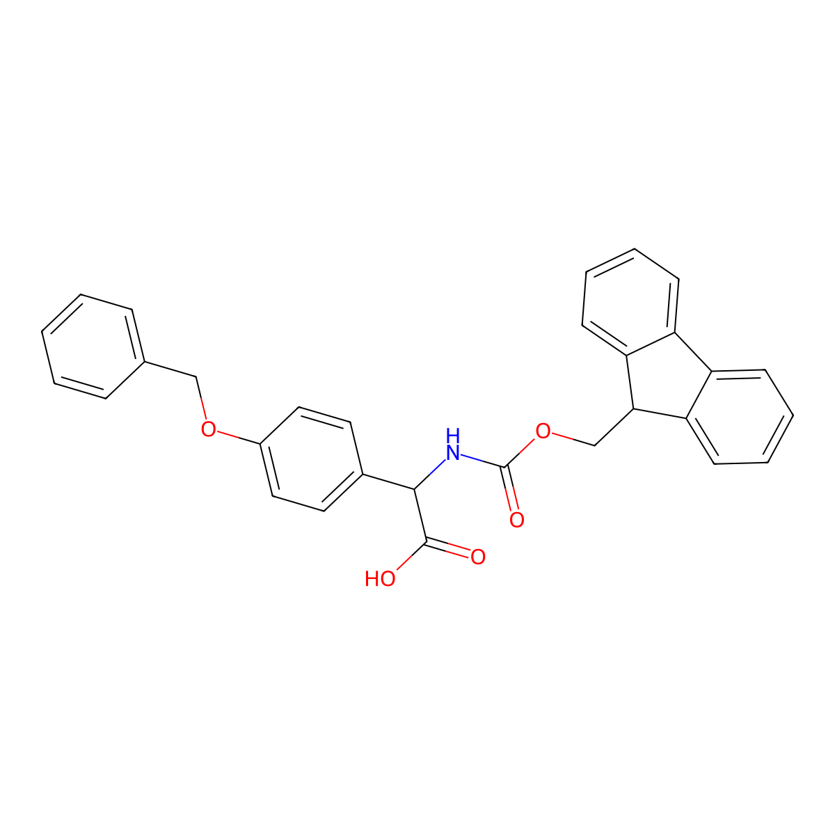 2-[4-(benzyloxy)phenyl]-2-({[(9H-fluoren-9-yl)methoxy]carbonyl}amino)acetic acid molecular structure, CAS 1869290-19-6