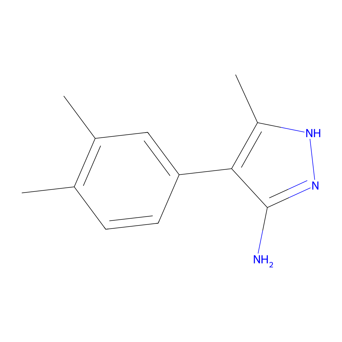 4-(3,4-Dimethylphenyl)-3-methyl-1h-pyrazol-5-amine molecular structure, CAS 1869347-08-9