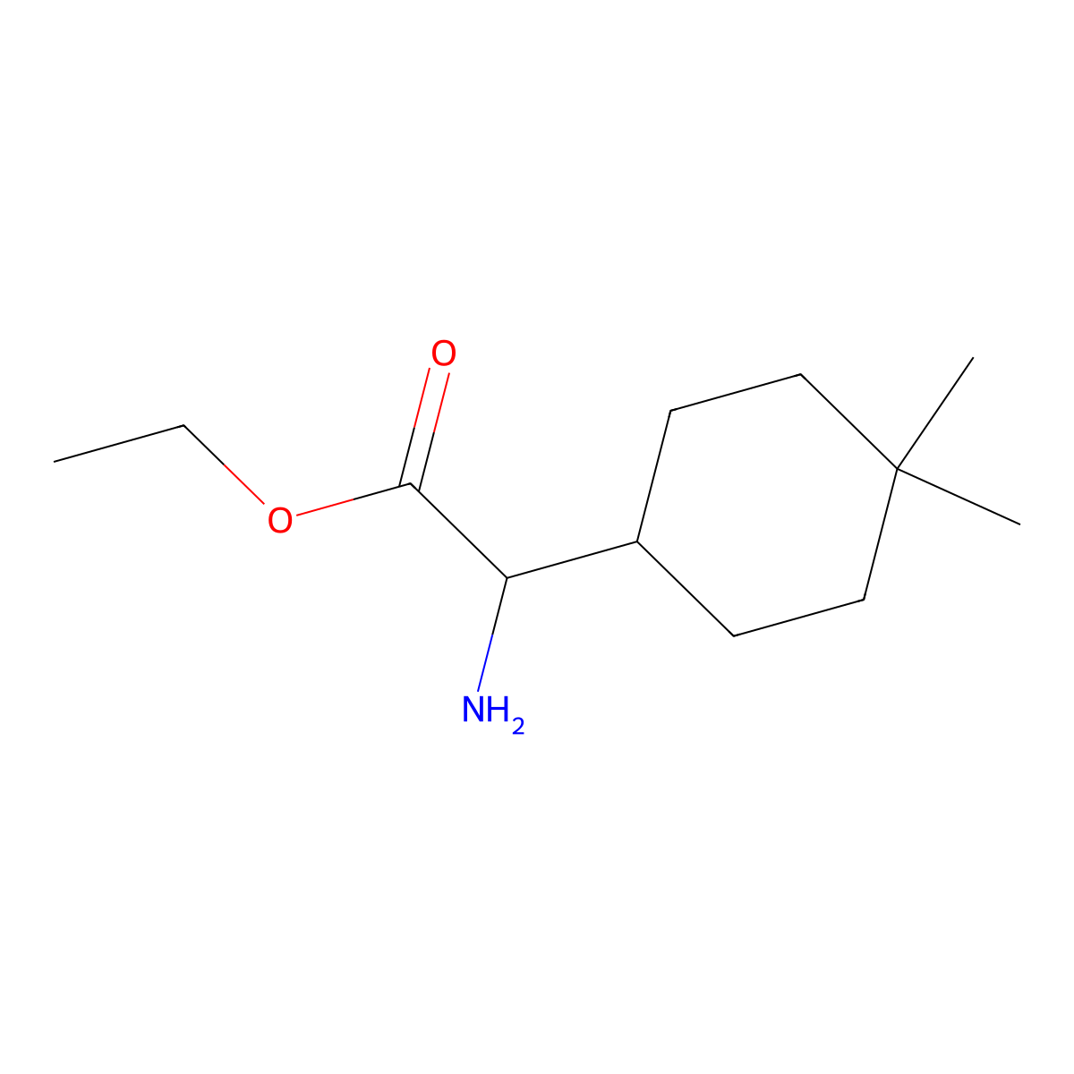 Ethyl 2-amino-2-(4,4-dimethylcyclohexyl)acetate molecular structure, CAS 1869368-00-2