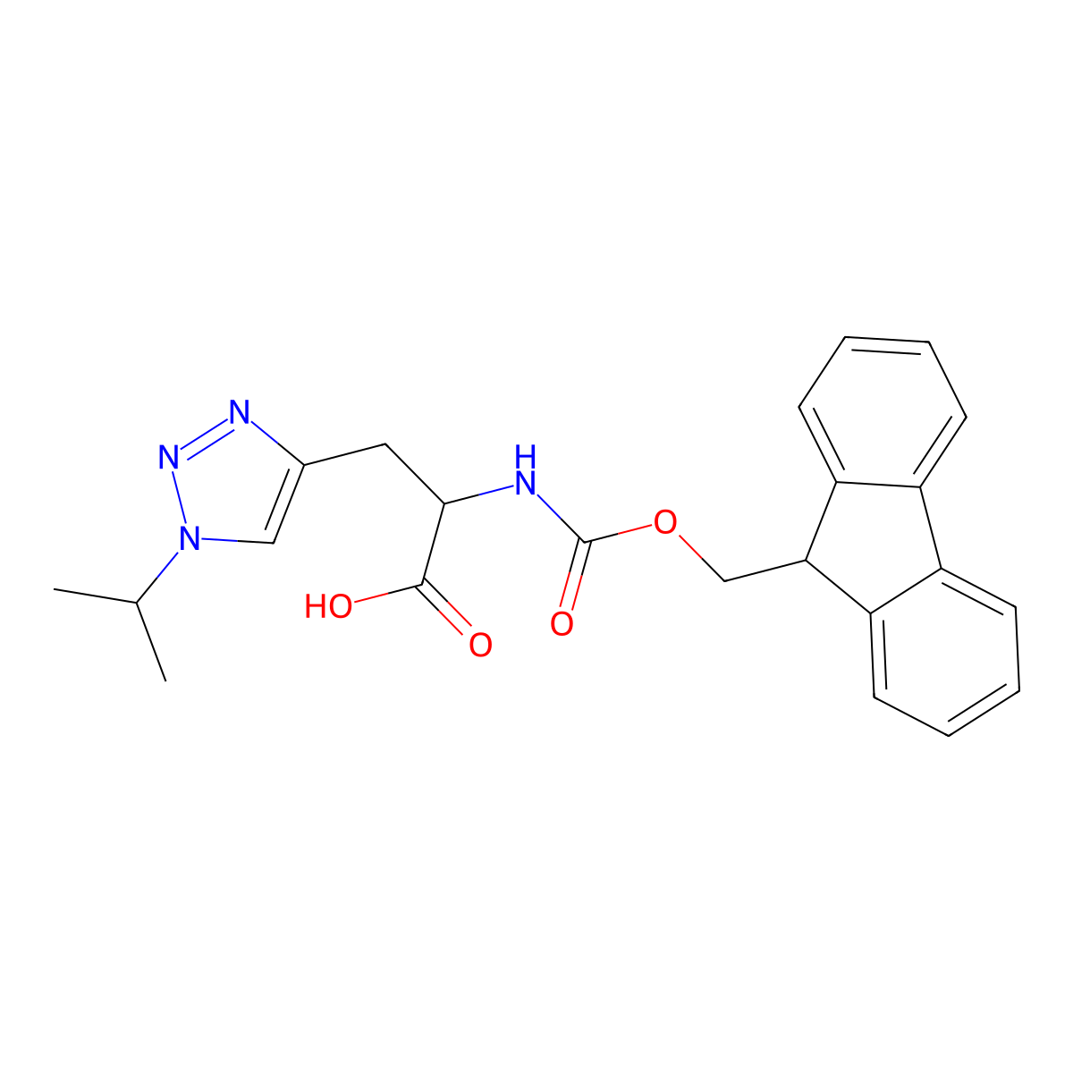 2-({[(9H-fluoren-9-yl)methoxy]carbonyl}amino)-3-[1-(propan-2-yl)-1H-1,2,3-triazol-4-yl]propanoic acid molecular structure, CAS 1869396-03-1