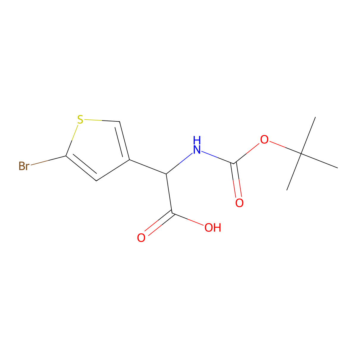 2-(5-Bromothiophen-3-yl)-2-{[(tert-butoxy)carbonyl]amino}acetic acid molecular structure, CAS 1869422-49-0