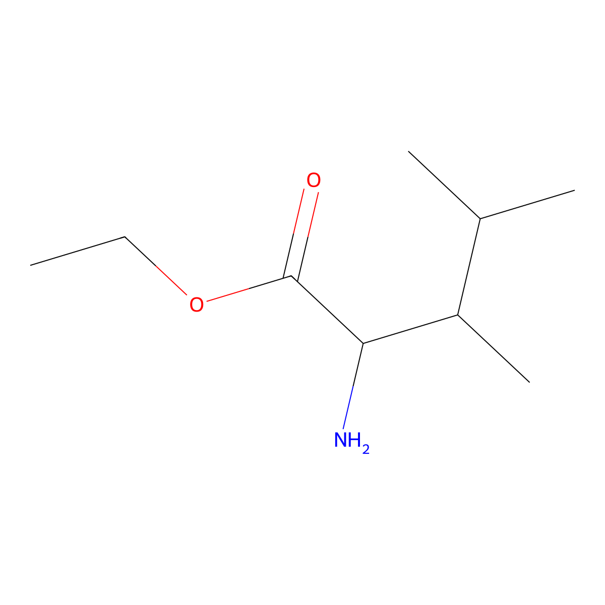 Ethyl 2-amino-3,4-dimethylpentanoate molecular structure, CAS 1869422-62-7