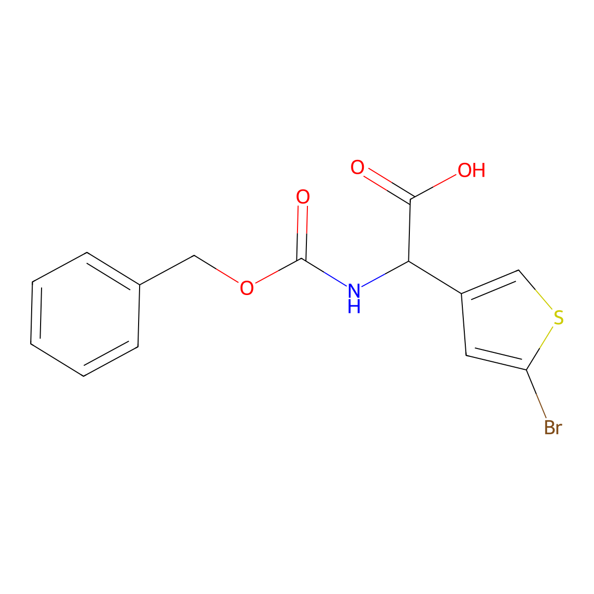 2-{[(Benzyloxy)carbonyl]amino}-2-(5-bromothiophen-3-yl)acetic acid molecular structure, CAS 1869486-89-4