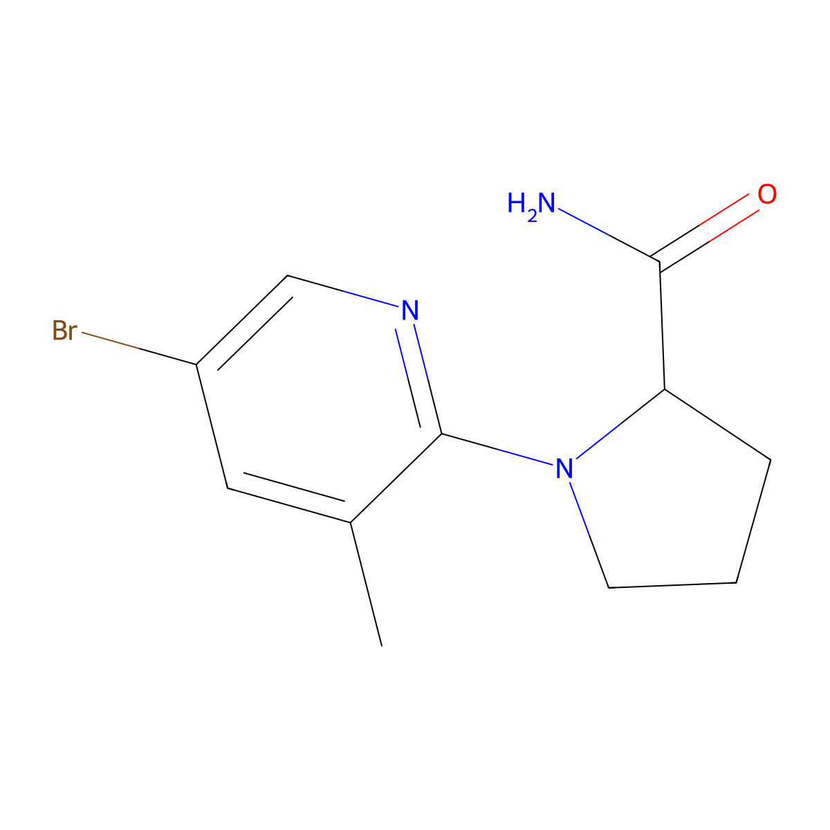 1-(5-Bromo-3-methylpyridin-2-yl)pyrrolidine-2-carboxamide molecular structure, CAS 1869508-22-4